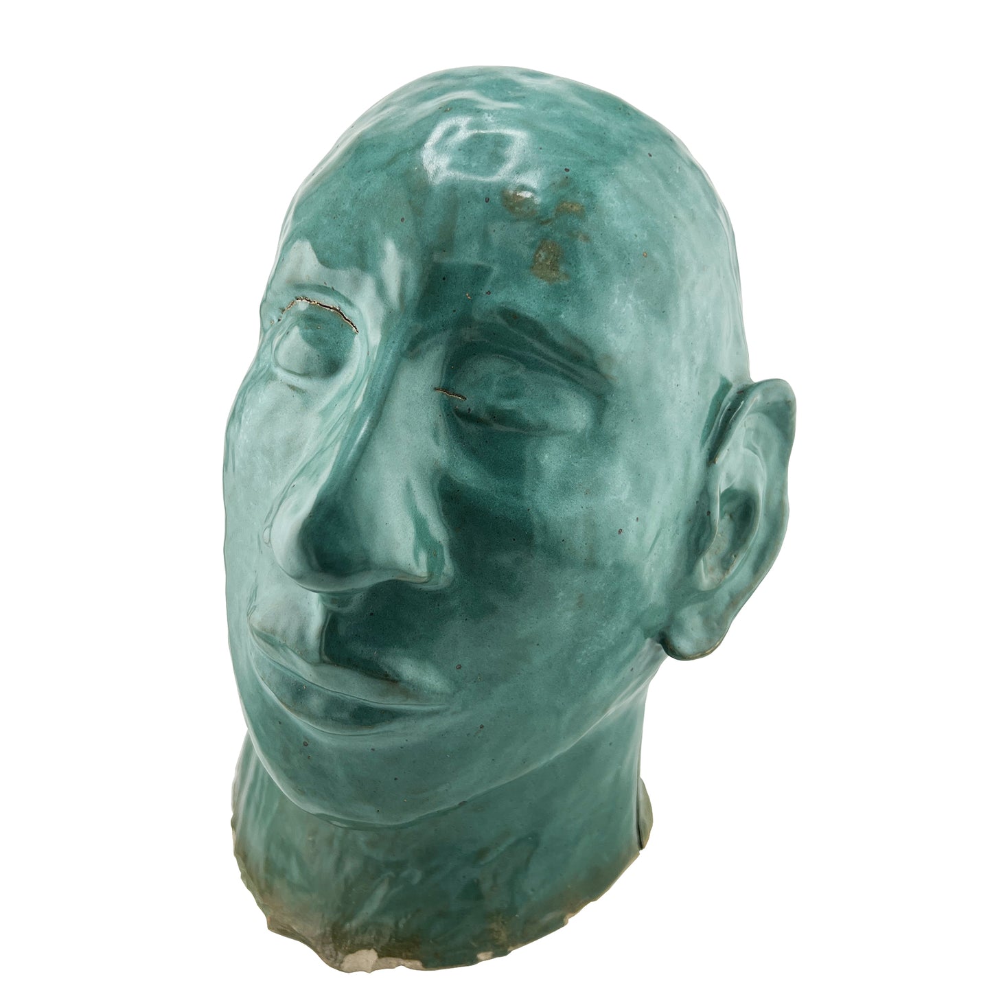 Ceramic Studio Art Bust in Verde Glaze from the Jonathan Parks Estate, Santa Fe