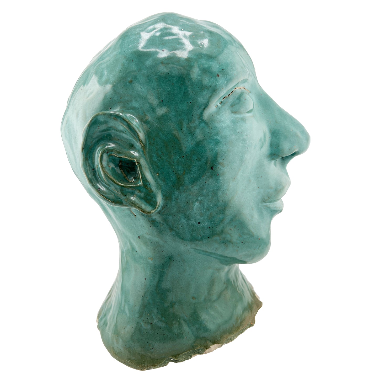 Ceramic Studio Art Bust in Verde Glaze from the Jonathan Parks Estate, Santa Fe