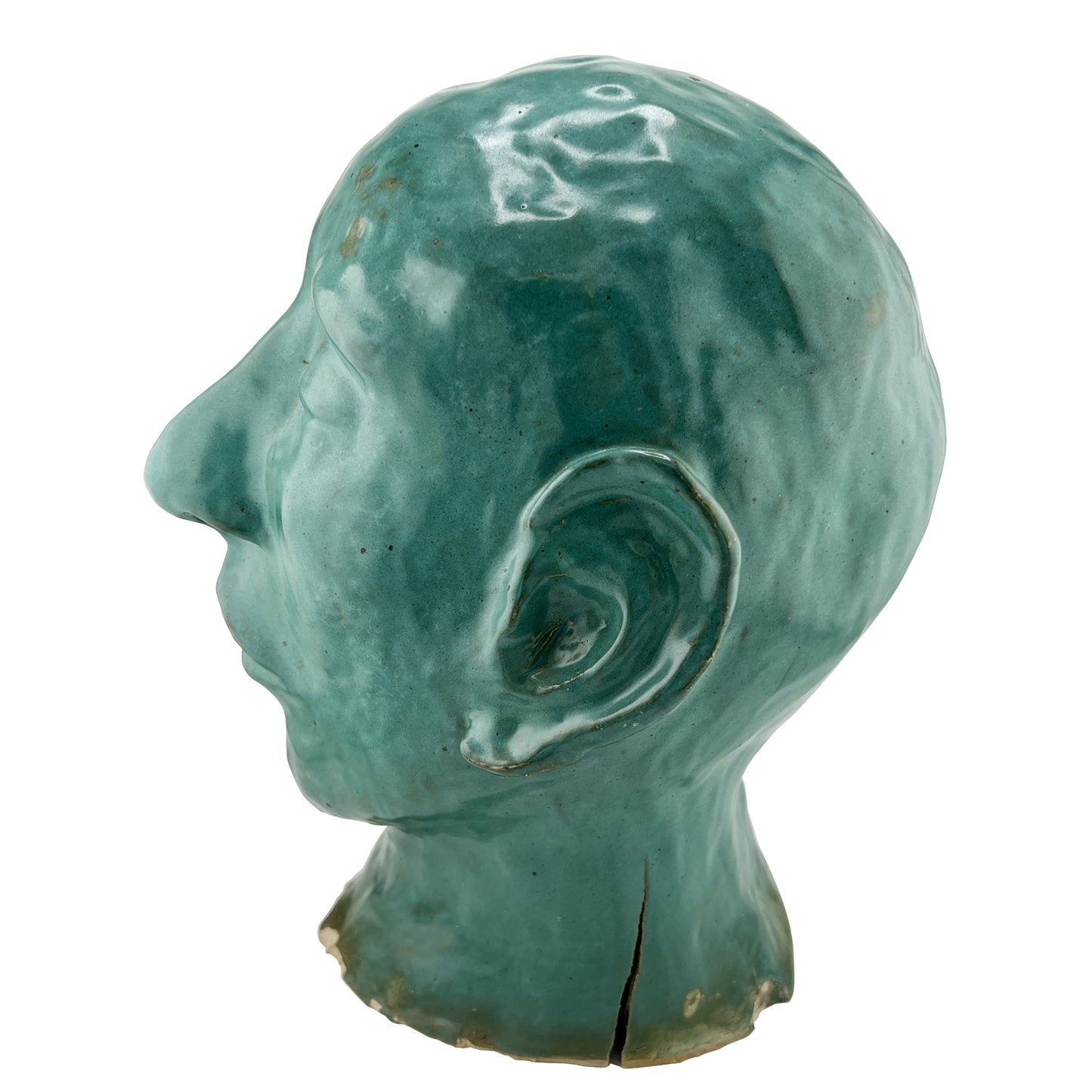 Ceramic Studio Art Bust in Verde Glaze from the Jonathan Parks Estate, Santa Fe
