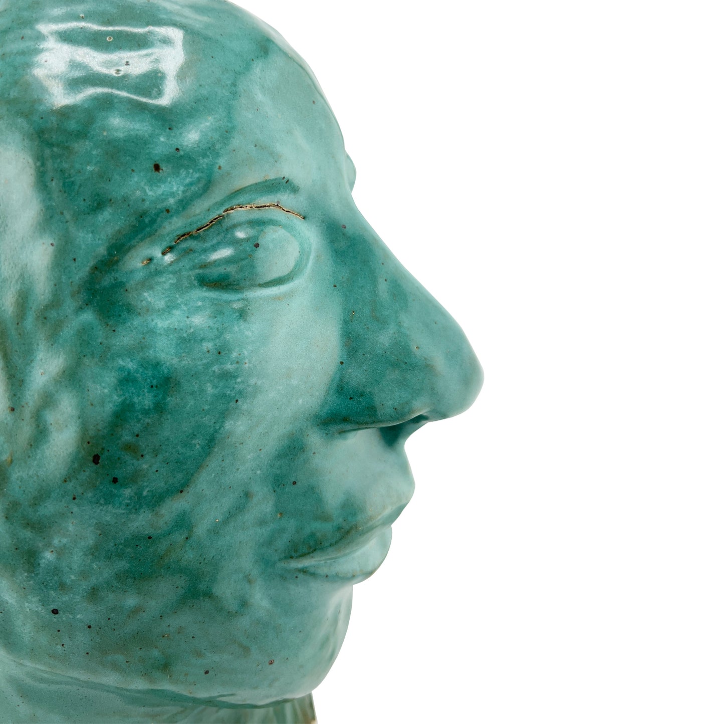 Ceramic Studio Art Bust in Verde Glaze from the Jonathan Parks Estate, Santa Fe