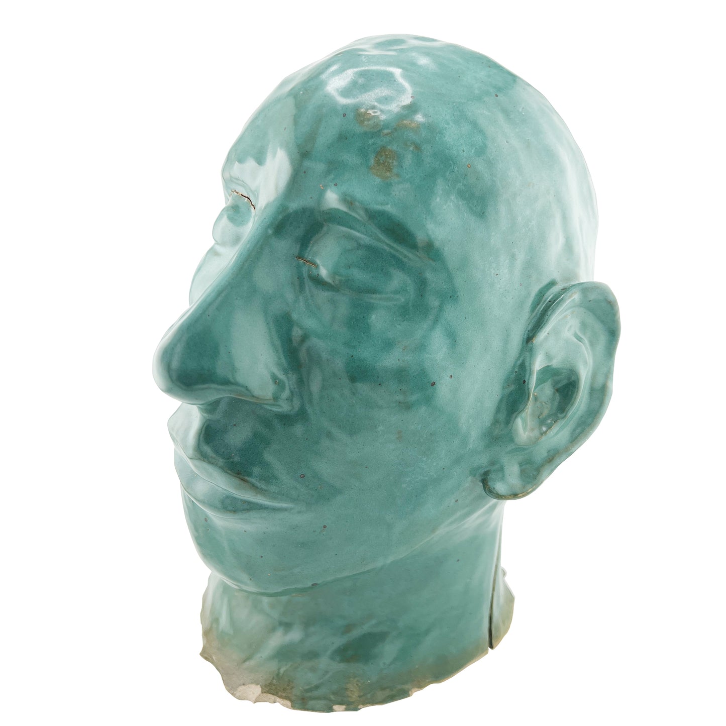 Ceramic Studio Art Bust in Verde Glaze from the Jonathan Parks Estate, Santa Fe