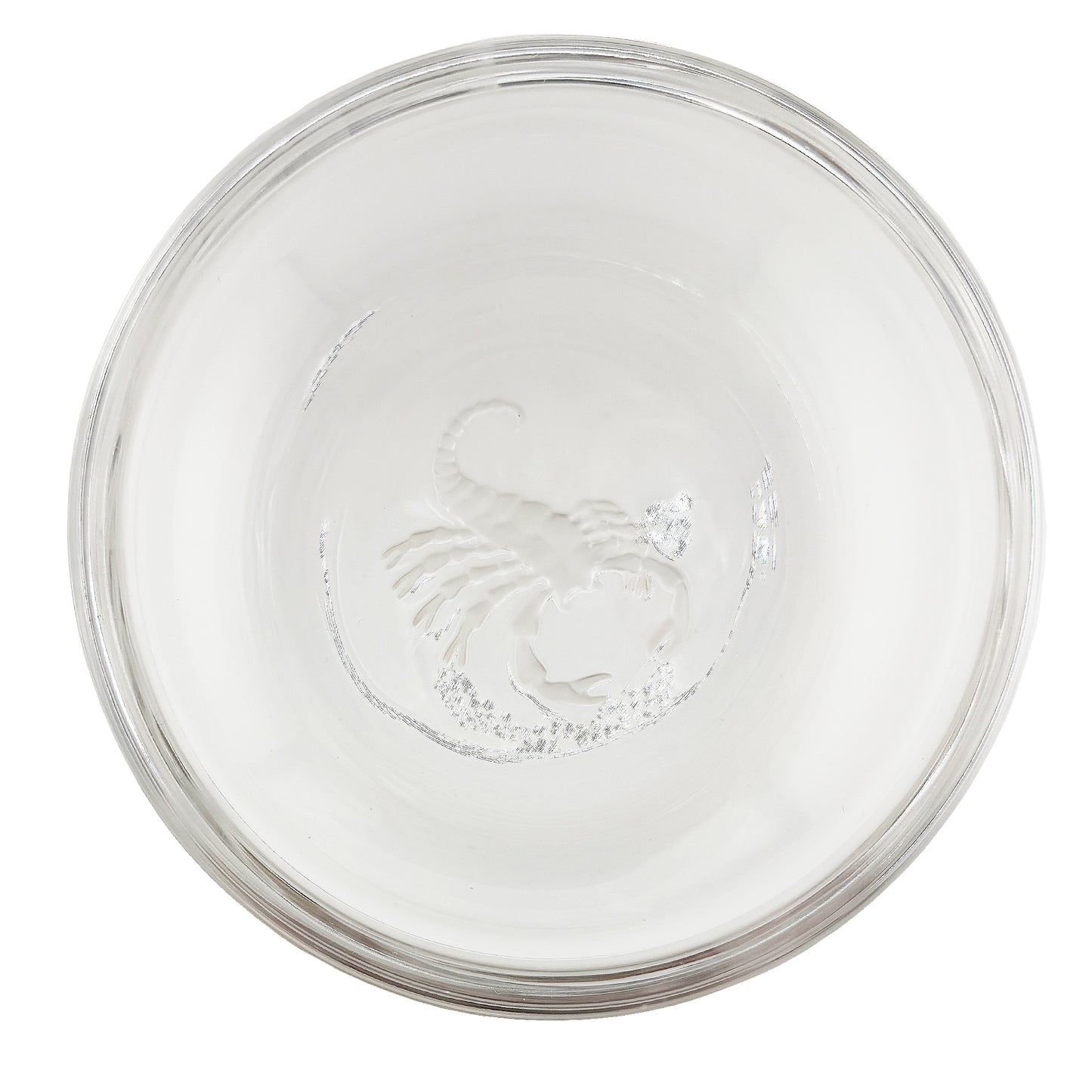 Val Saint Lambert Crystal Scorpio Dish or Ashtray with Etched Scorpion Motif