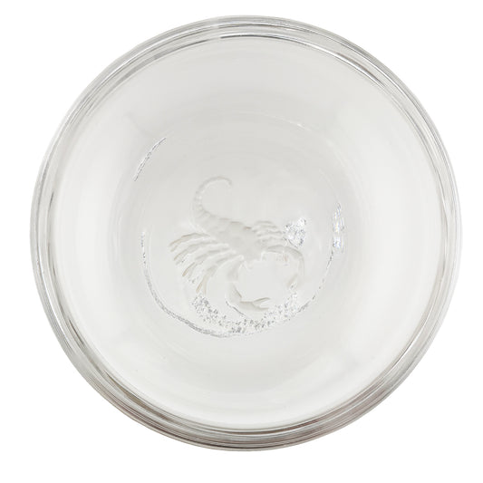 Val Saint Lambert Crystal Scorpio Dish or Ashtray with Etched Scorpion Motif