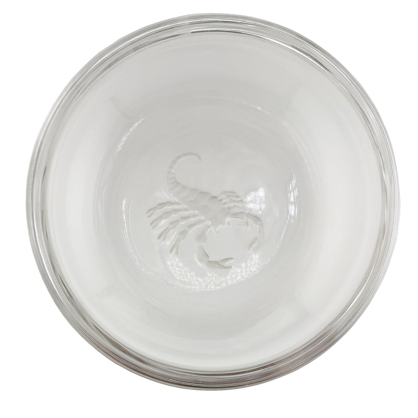 Val Saint Lambert Crystal Scorpio Dish or Ashtray with Etched Scorpion Motif