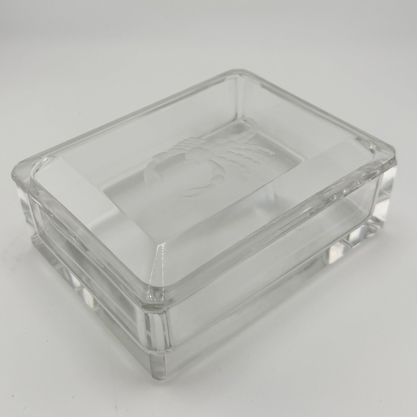 Val Saint Lambert Crystal Scorpion Covered Box, Belgian Zodiac Box - Signed