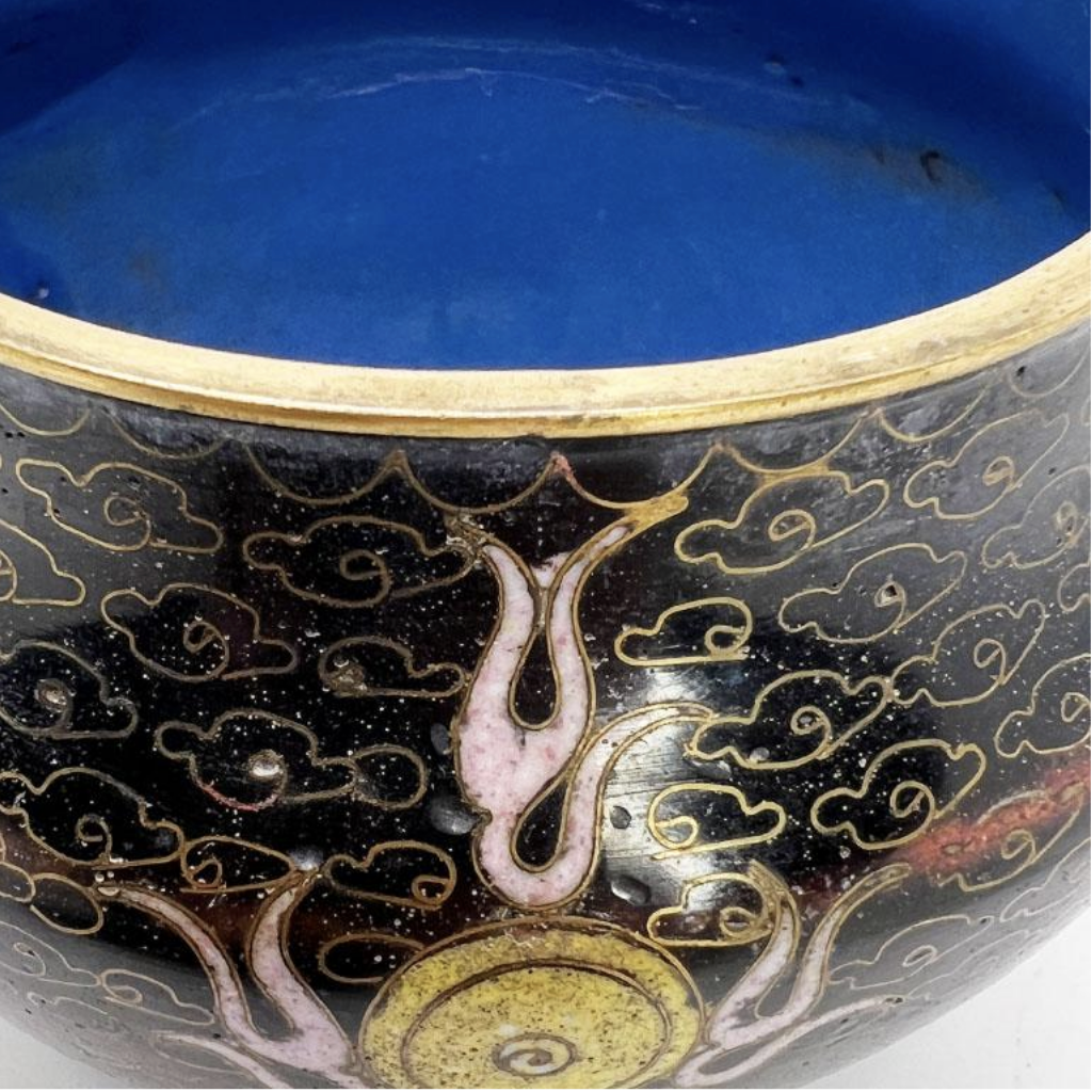Colorful Black Cloisonné Dragon Ware Jar with Lid - Late Qing Dynasty
