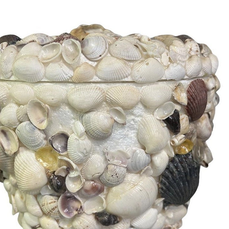 Coastal Sea Shell Encrusted Ice Bucket with Lid - 1970s