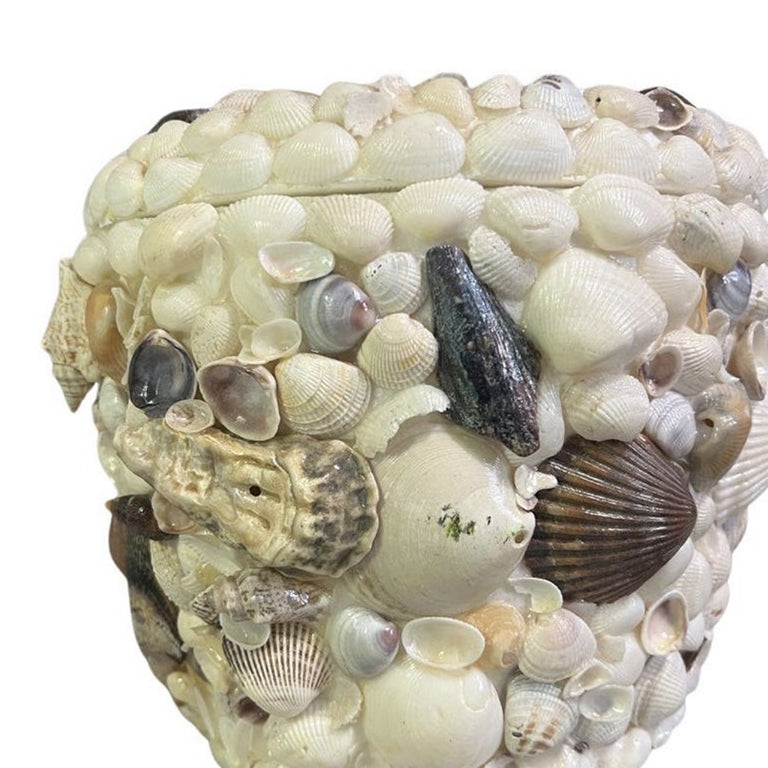 Coastal Sea Shell Encrusted Ice Bucket with Lid - 1970s
