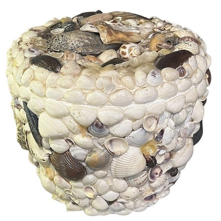 Coastal Sea Shell Encrusted Ice Bucket with Lid - 1970s