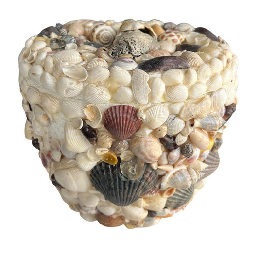 Coastal Sea Shell Encrusted Ice Bucket with Lid - 1970s
