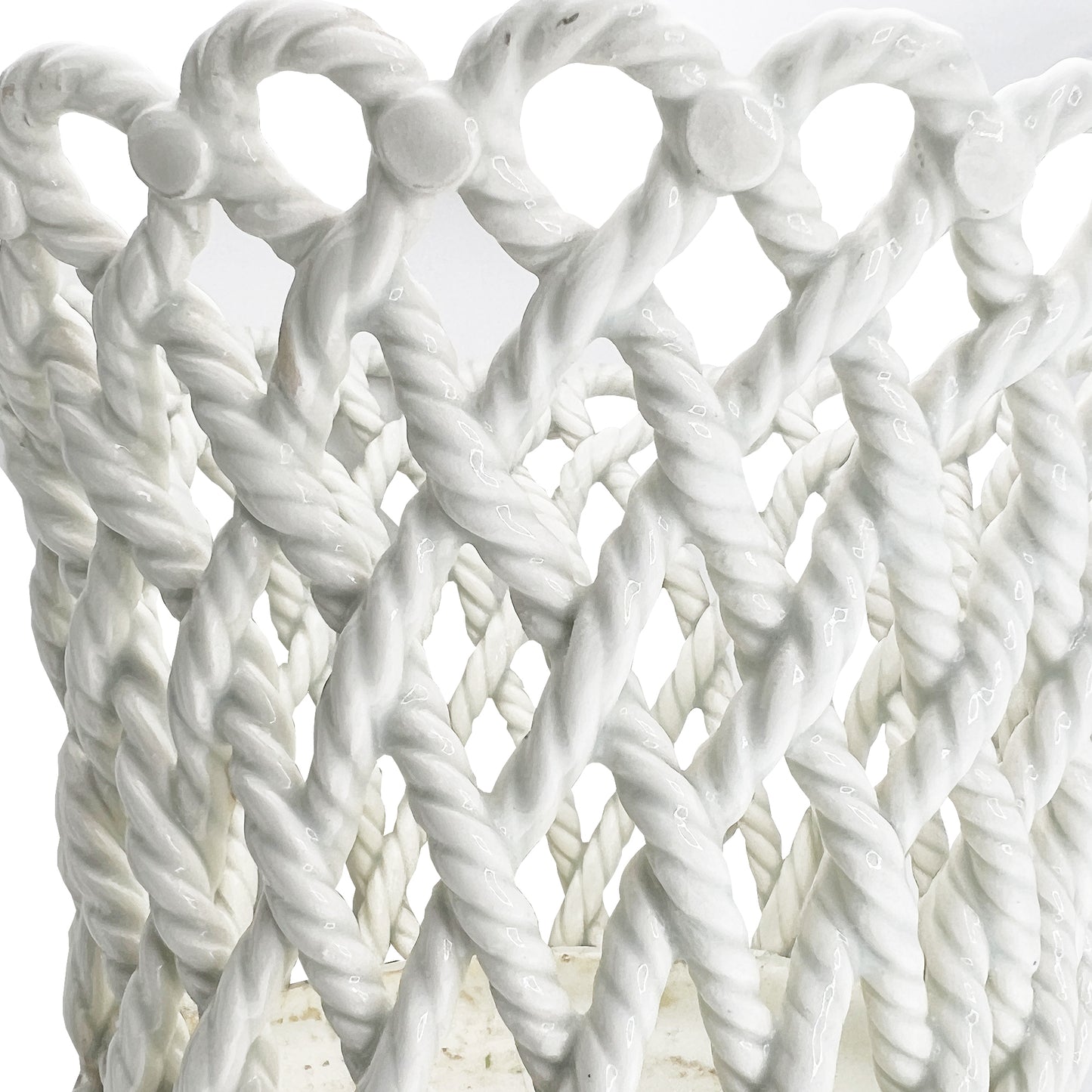 Spanish Glazed Rope Basket Cachepot with Knot Feet - 20th Century