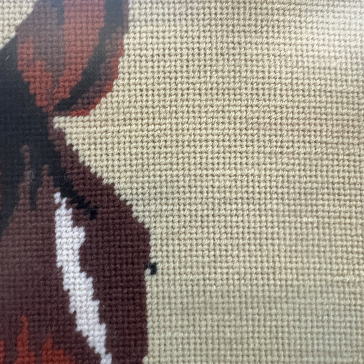 Framed Vintage Equestrian Needlepoint Horse Portrait, Signed & Dated 1978