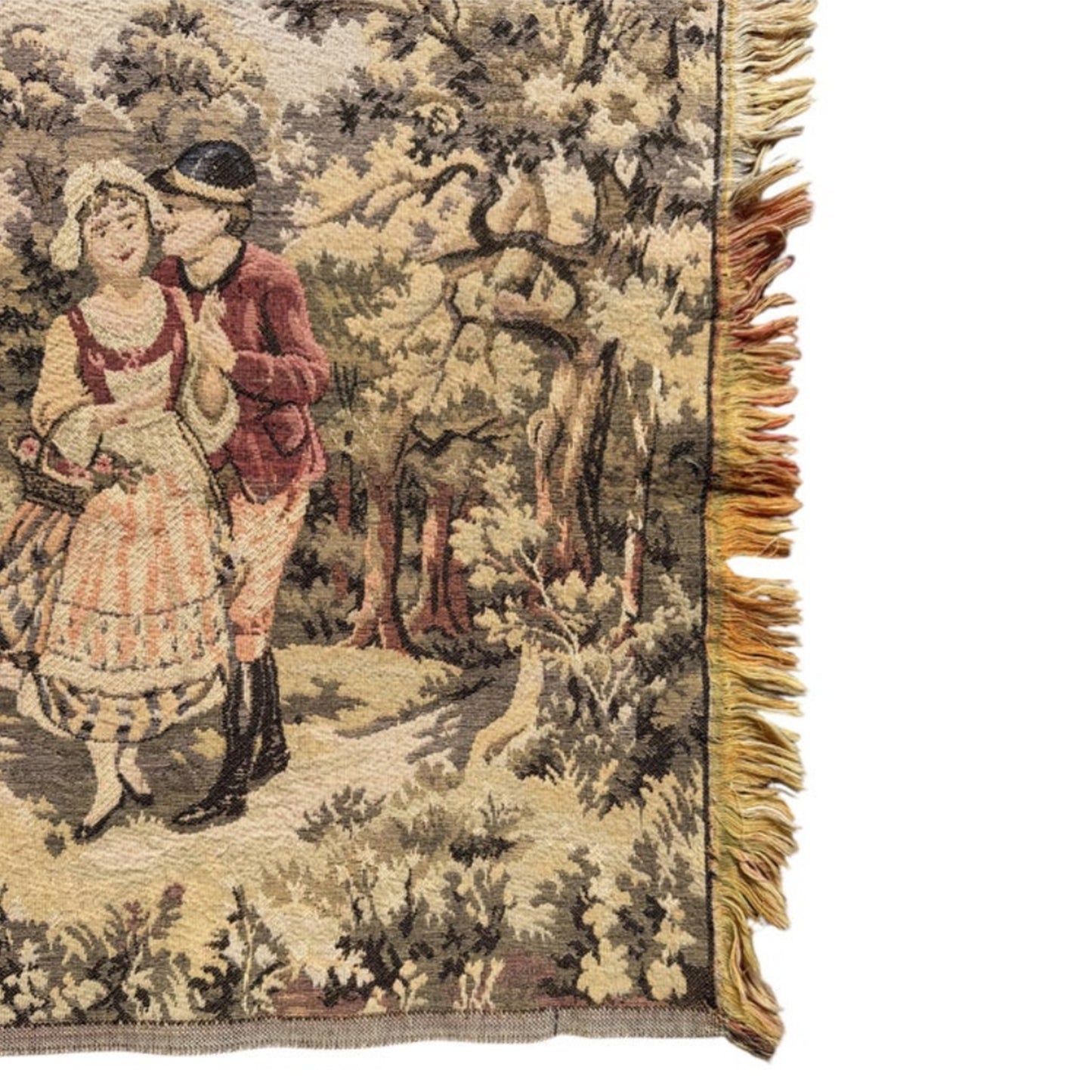 Vintage French Aubusson Style Pastoral Courtship Jacquard Tapestry