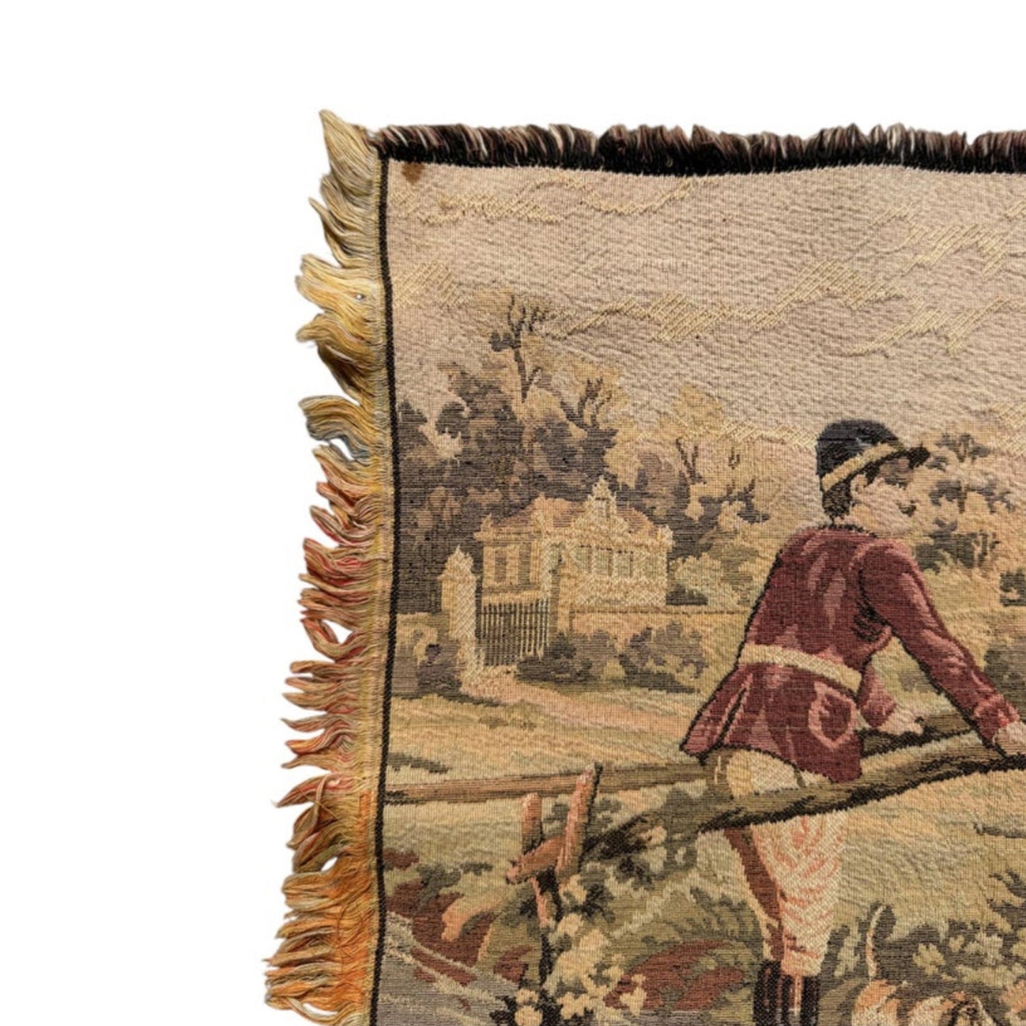 Vintage French Aubusson Style Pastoral Courtship Jacquard Tapestry