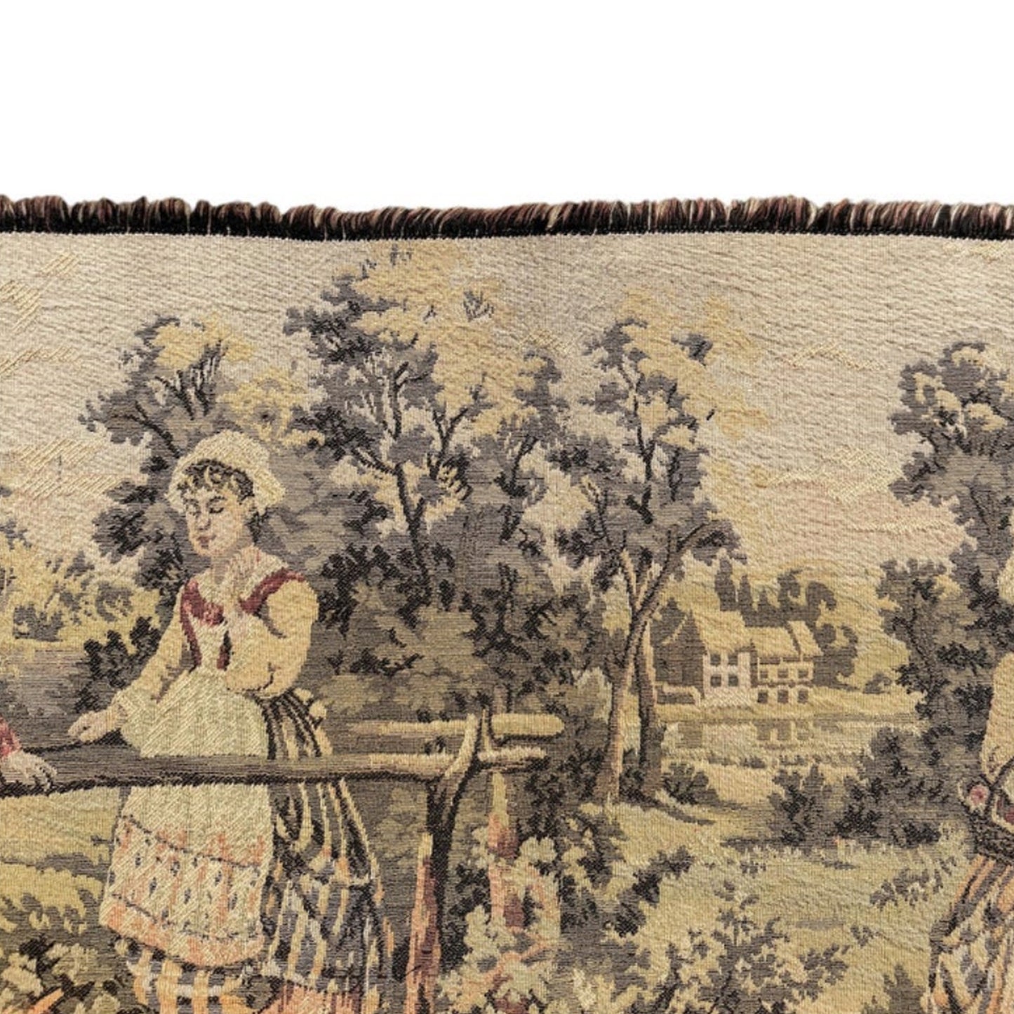 Vintage French Aubusson Style Pastoral Courtship Jacquard Tapestry