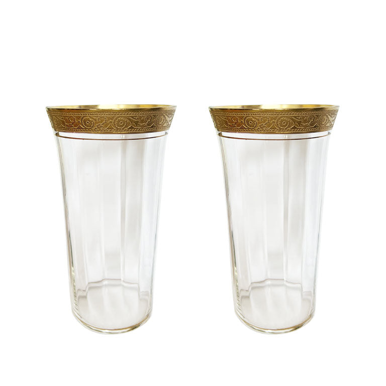 Tiffin Gold Rimmed High Balls - A Pair