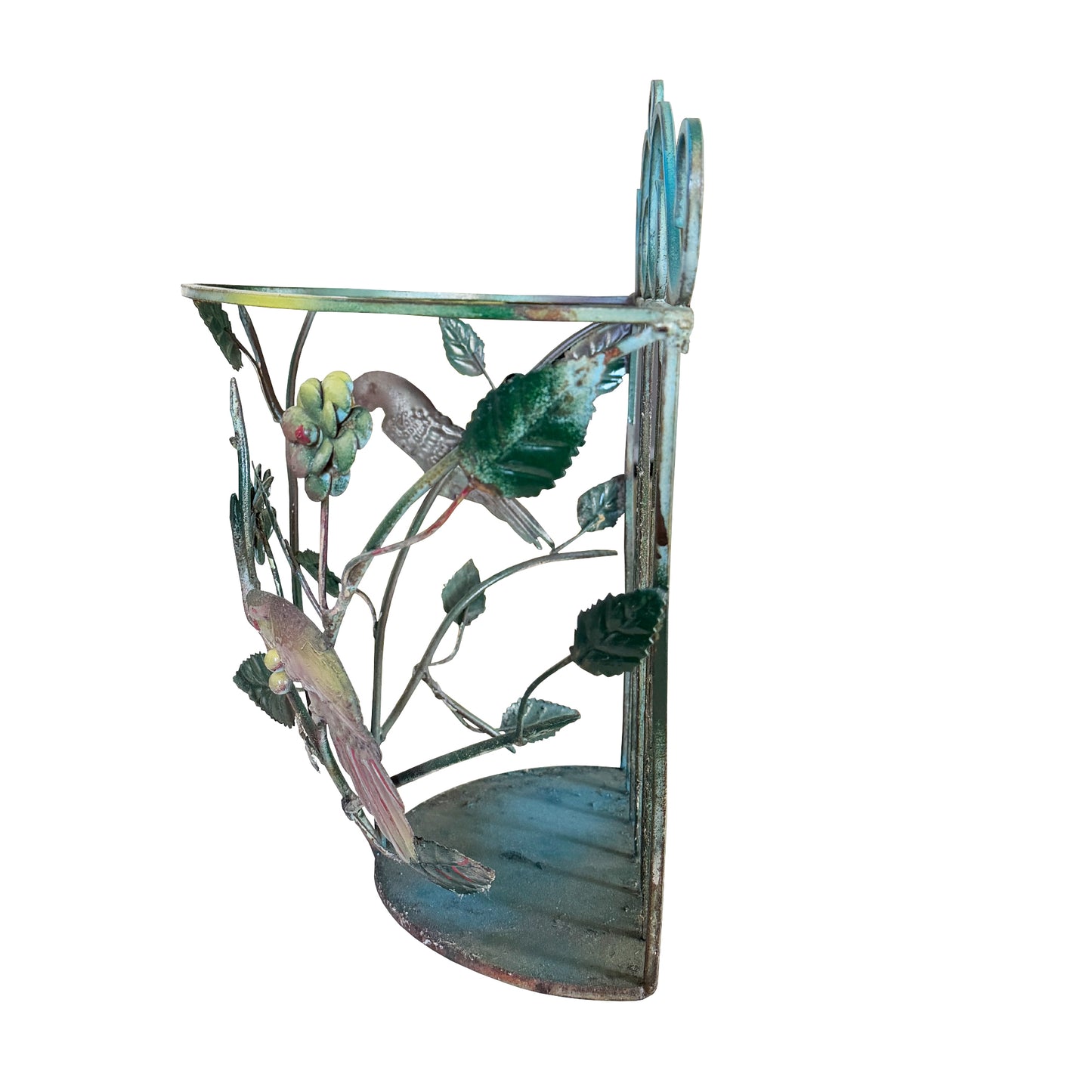 Vintage European Tole Bird and Floral Wall Planter or Magazine Rack - circa 1960