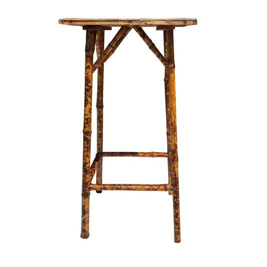 Antique English Tortoiseshell Bamboo Tall Side Table or Plant Stand, circa 1900