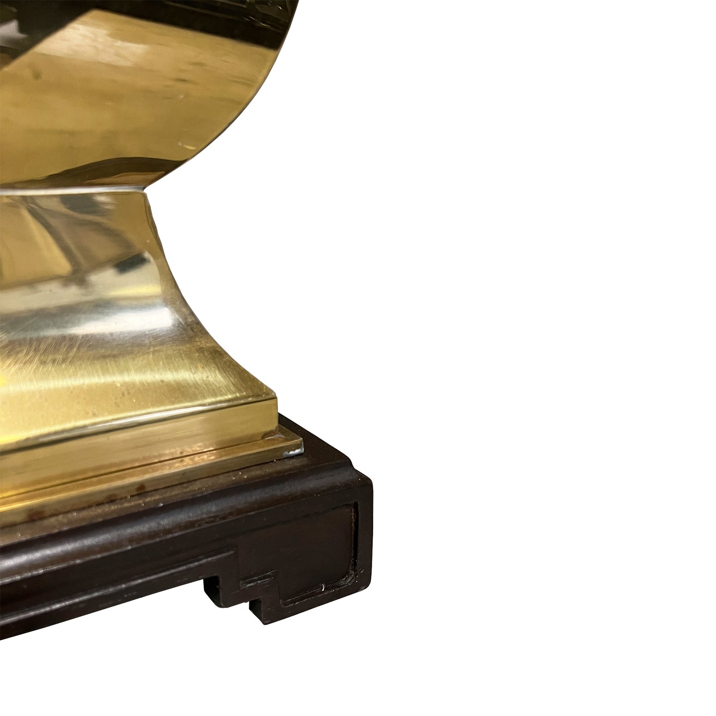 Hollywood Regency Brass Lamp on Wood Base, Etched Floral Motif