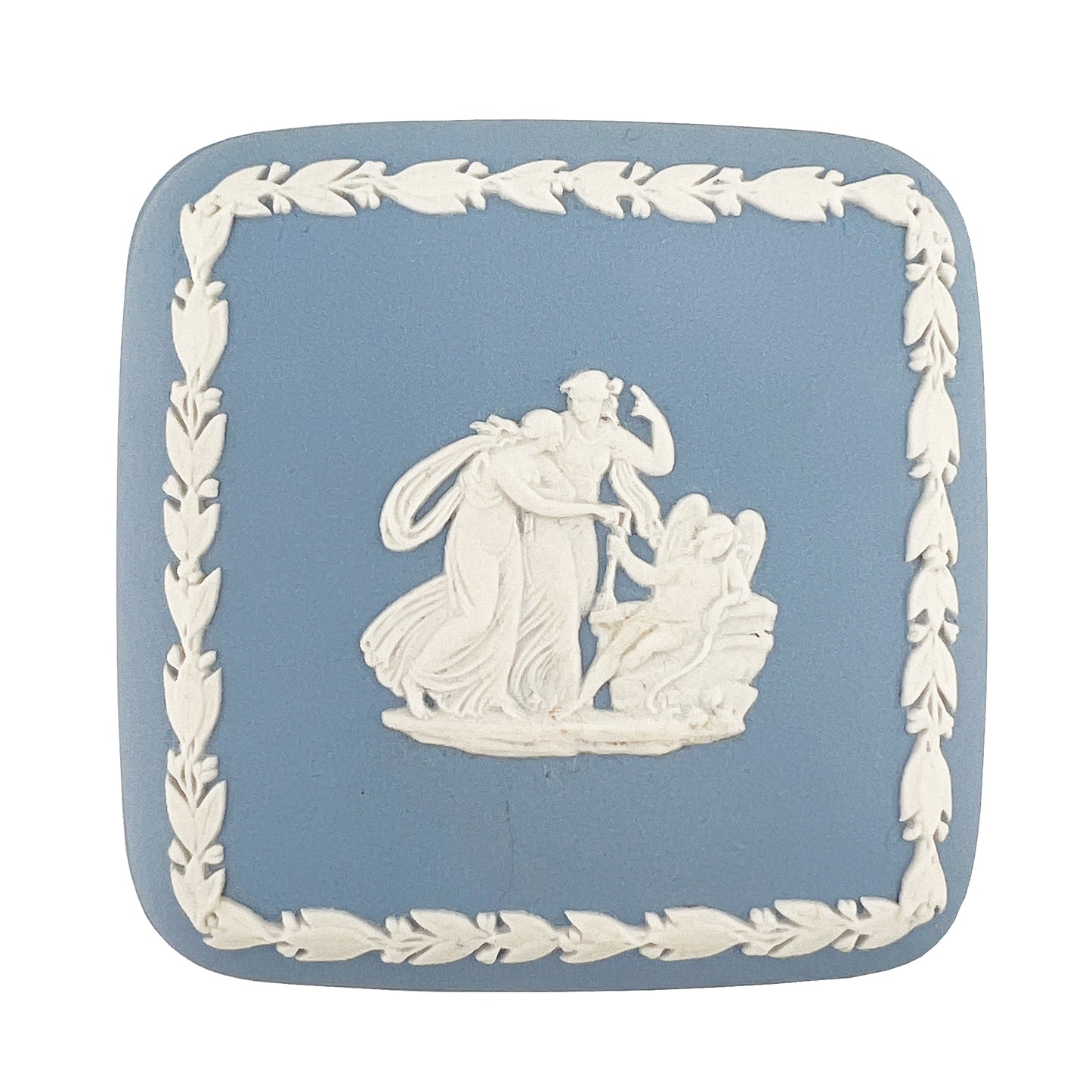 Wedgwood Blue Jasperware Lidded Trinket Box with Neo Classical Relief