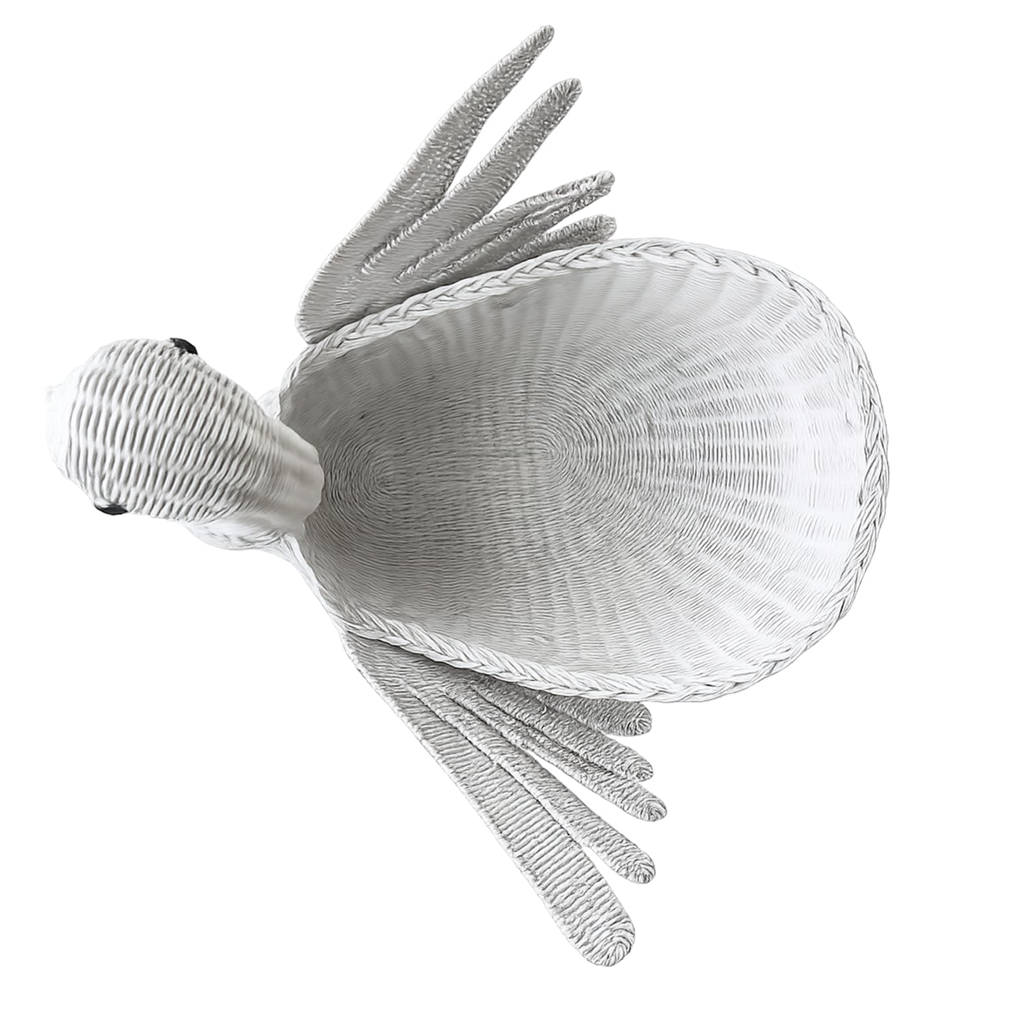 Monumental White Wicker Swan Basket or Planter, Palm Beach Style