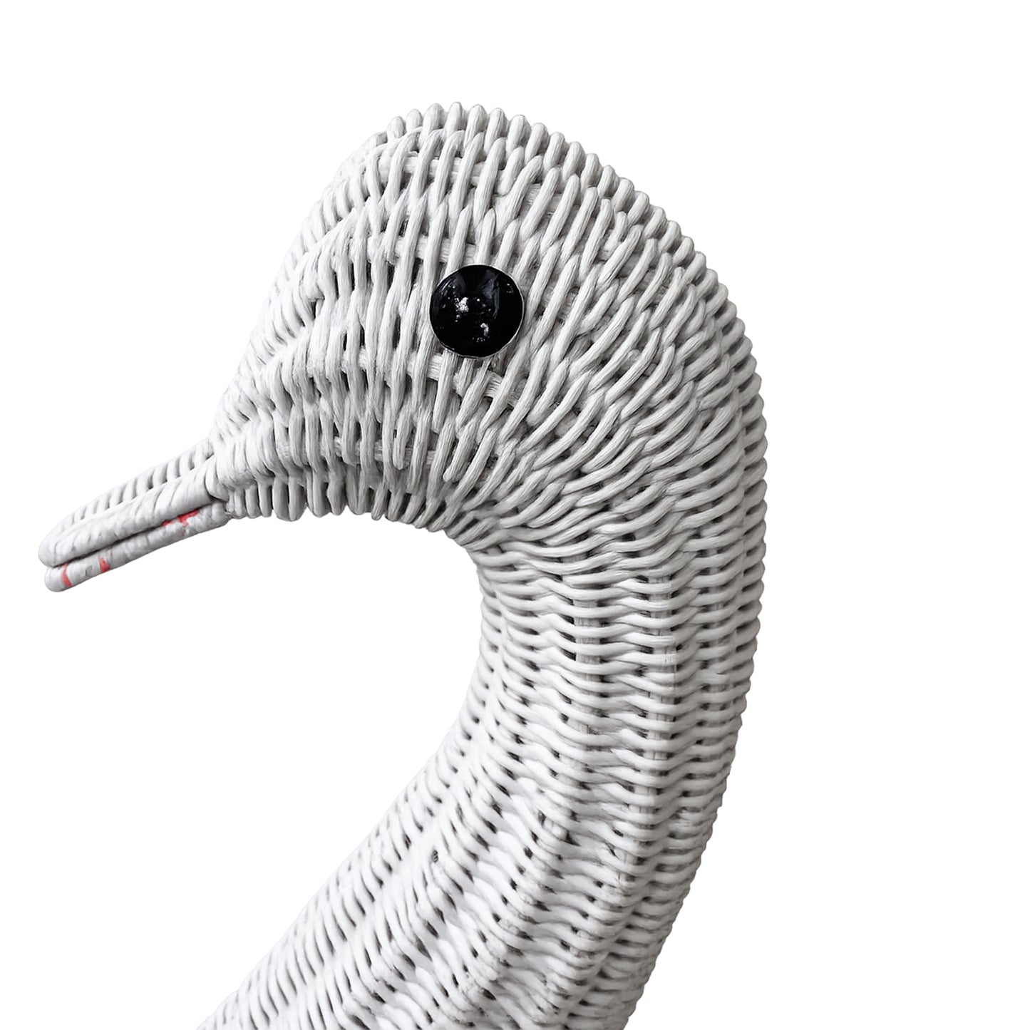 Monumental White Wicker Swan Basket or Planter, Palm Beach Style