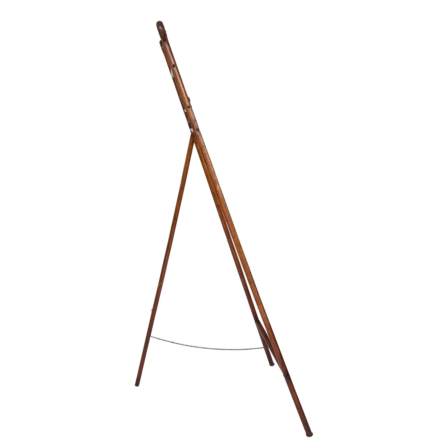 Large Stick and Ball English Victorian Campaign Floor Easel in Turned Wood 1900s