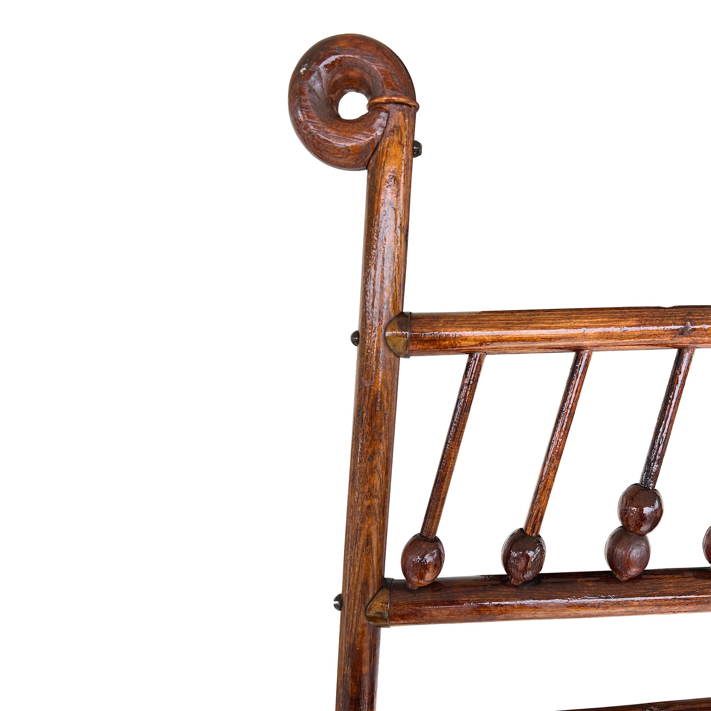 Large Stick and Ball English Victorian Campaign Floor Easel in Turned Wood 1900s