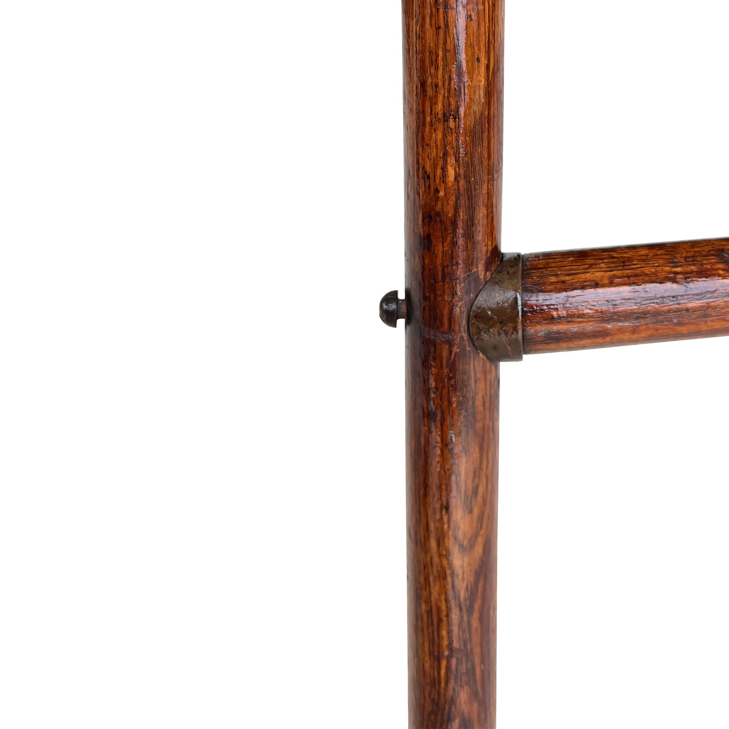 Large Stick and Ball English Victorian Campaign Floor Easel in Turned Wood 1900s