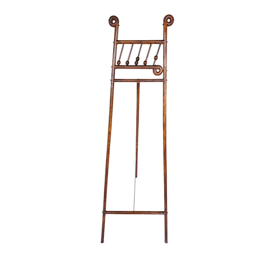 Large Stick and Ball English Victorian Campaign Floor Easel in Turned Wood 1900s
