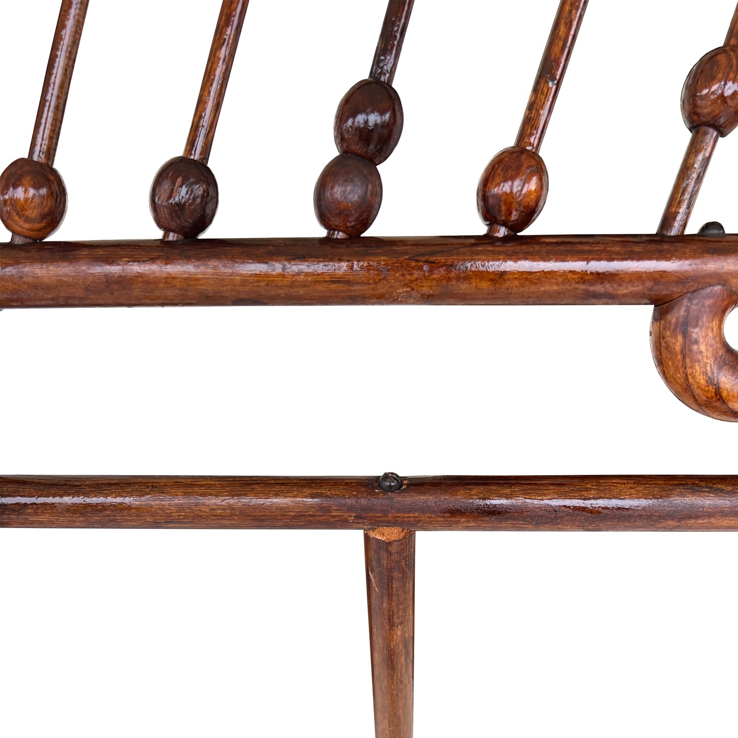 Large Stick and Ball English Victorian Campaign Floor Easel in Turned Wood 1900s
