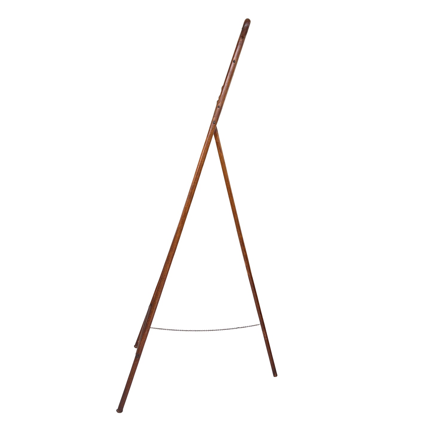 Large Stick and Ball English Victorian Campaign Floor Easel in Turned Wood 1900s