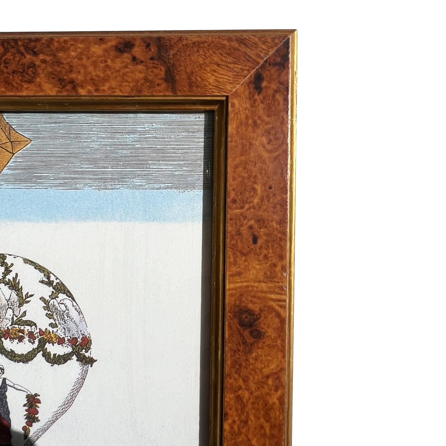 Pair of 18th-Century Hot Air Balloon Lithograph in Burlwood Frames