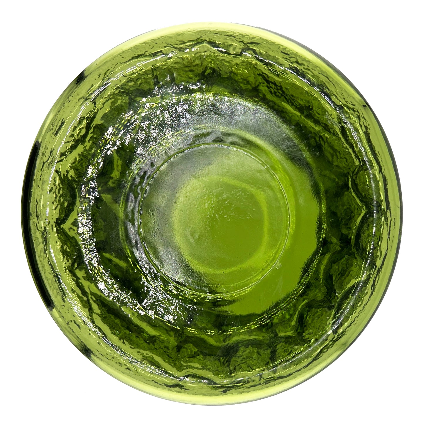 Mid-Century Sculptural Green Art Glass Vase — Textured Avocado Glass Vessel