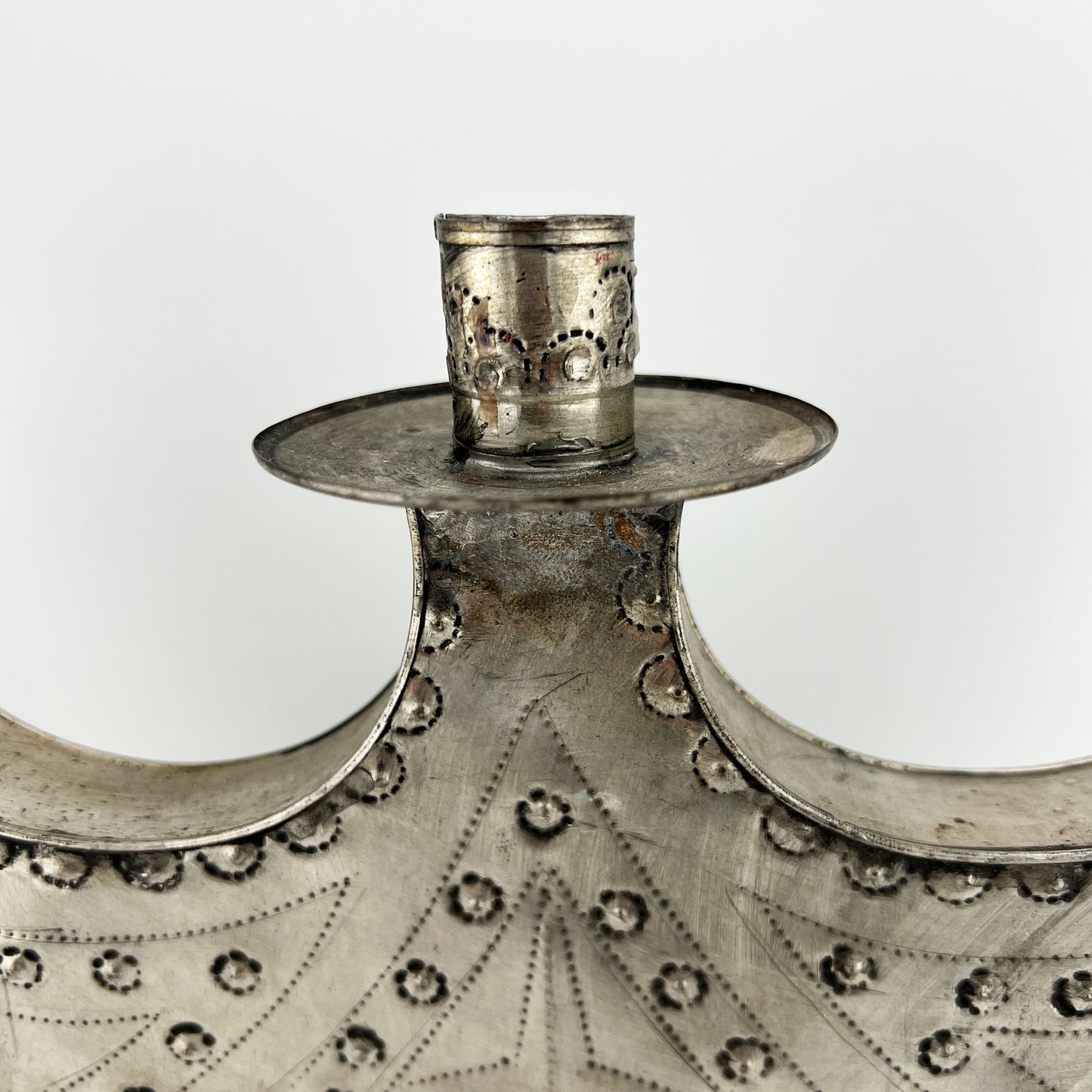 Mexican Tin Candleholder – Hand-Punched Folk Art from the Jonathan Parks Estate, Santa Fe