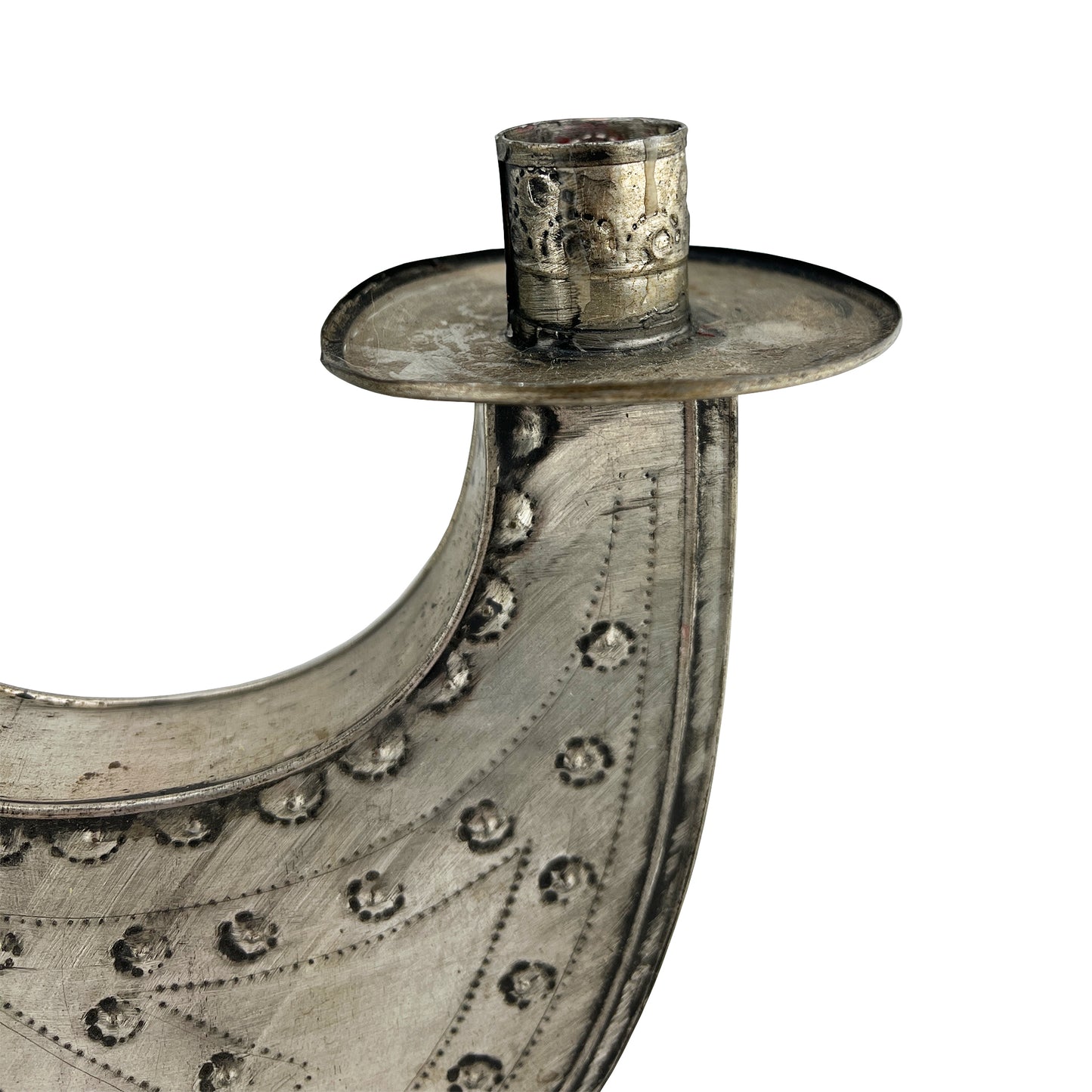 Mexican Tin Candleholder – Hand-Punched Folk Art from the Jonathan Parks Estate, Santa Fe