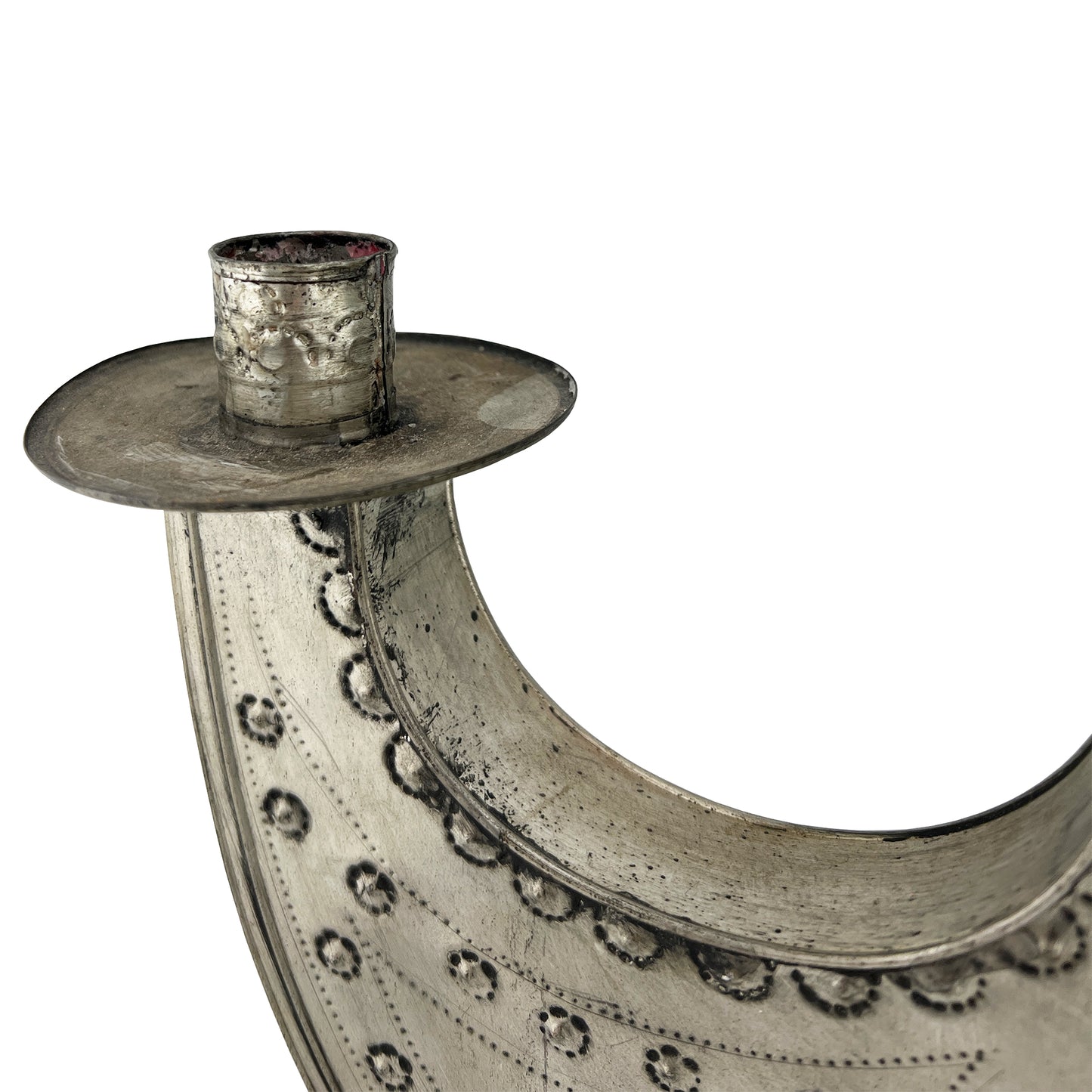 Mexican Tin Candleholder – Hand-Punched Folk Art from the Jonathan Parks Estate, Santa Fe