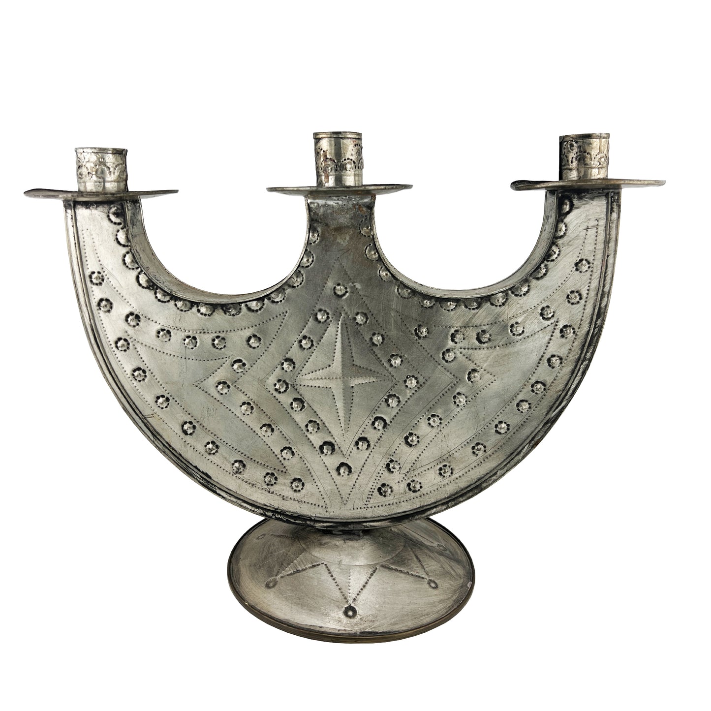 Mexican Tin Candleholder – Hand-Punched Folk Art from the Jonathan Parks Estate, Santa Fe