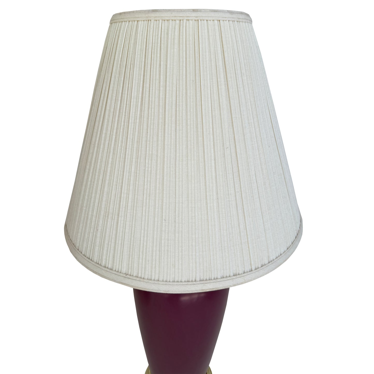 Pair of Vintage Sang de Boeuf Oxblood Glazed Ceramic and Brass Table Lamps