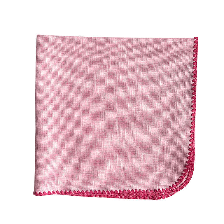 Ballet Pink Linen Crocheted Placemat and Napkin Table Setting - Set of 4