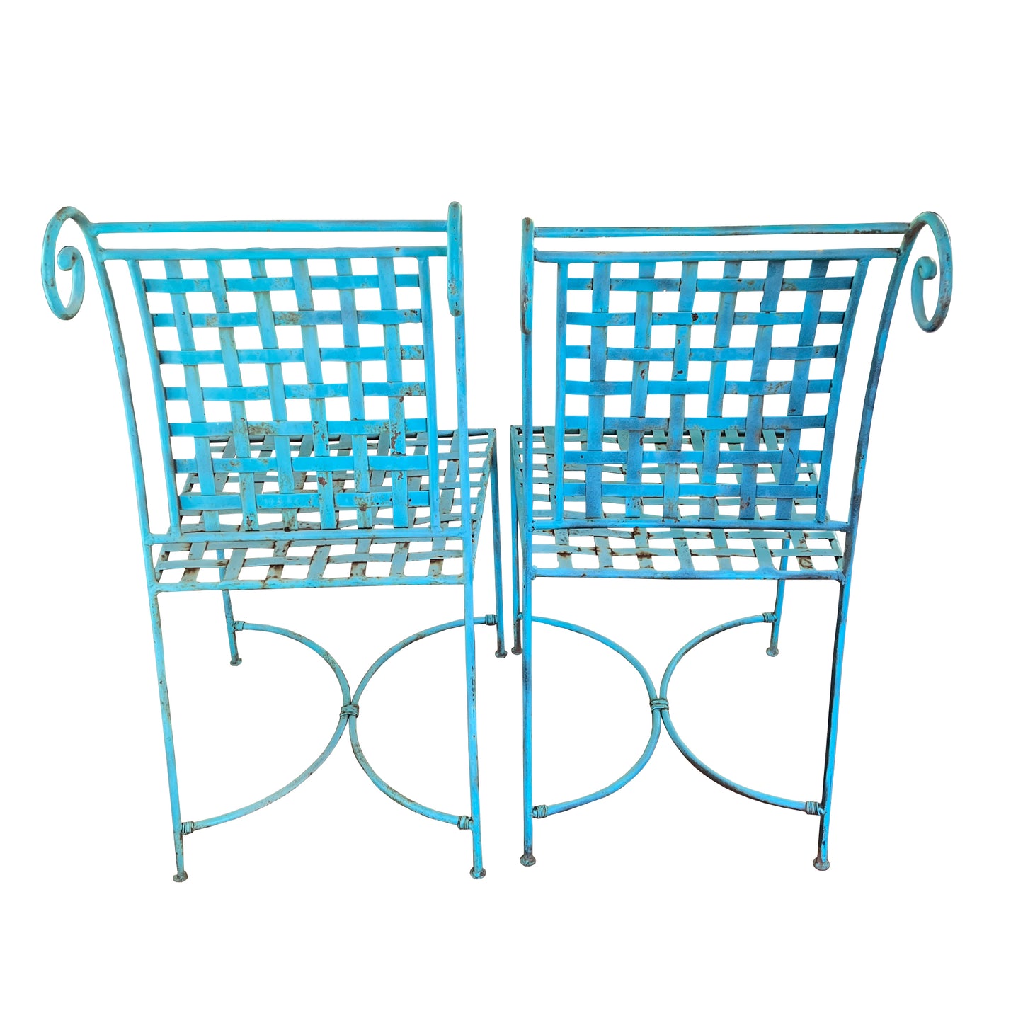 Italian Mid-Century Wrought Iron Patio Chairs, Attributed to Salterini - A Pair