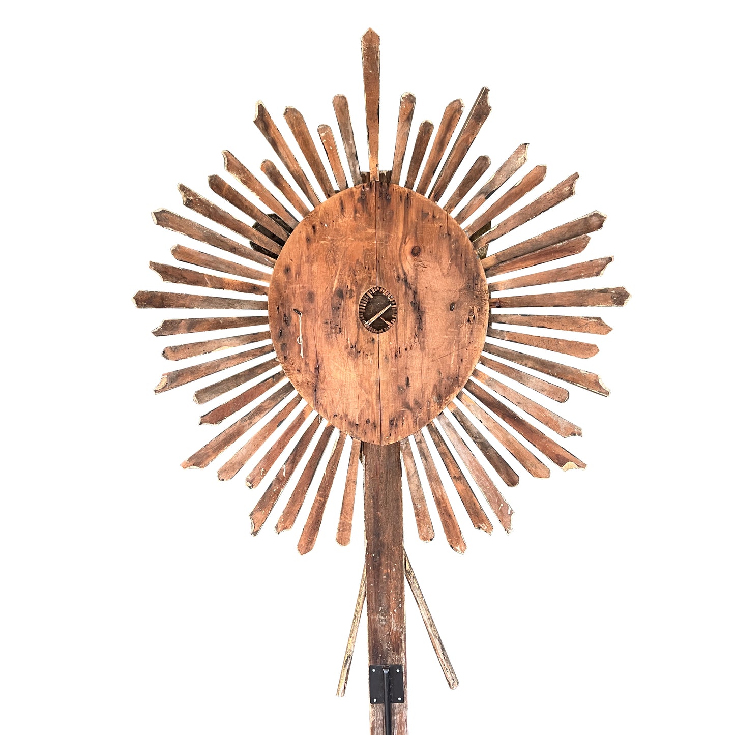 Monumental Spanish Colonial Giltwood Sunburst Reliquary Cross, New Mexico 1700s