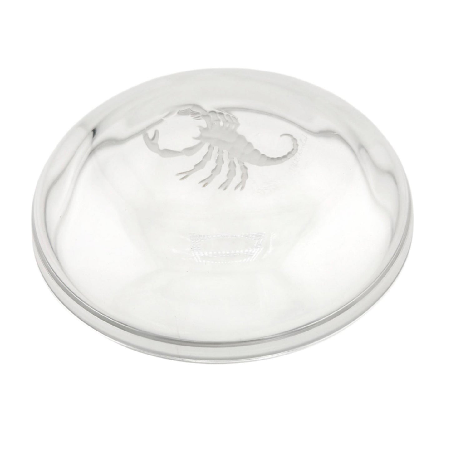 Val Saint Lambert Crystal Scorpio Dish or Ashtray with Etched Scorpion Motif