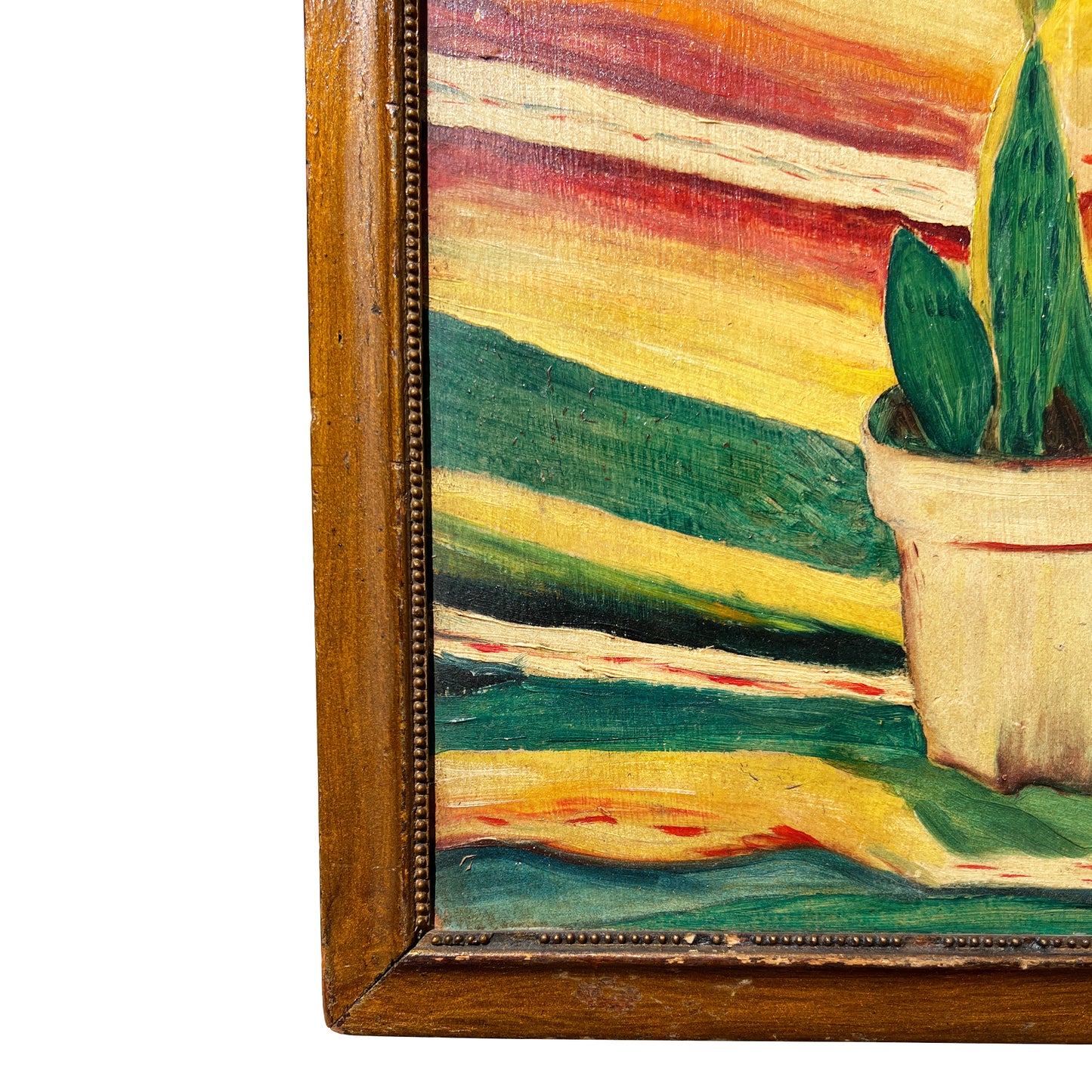 Southwestern Still Life Painting with Serape and Snake Plant - Signed Santa Fe
