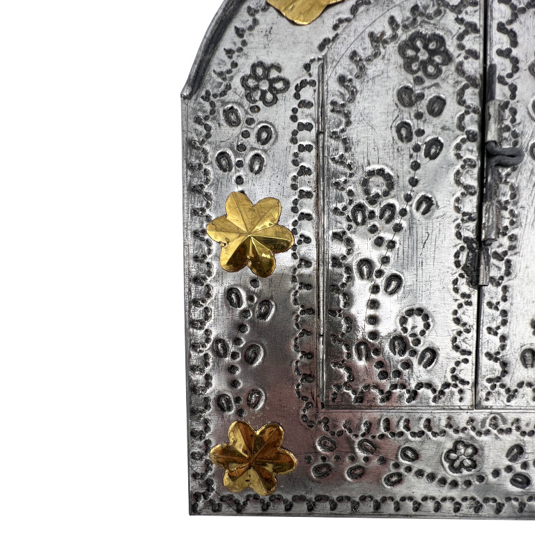 Handcrafted Mexican Tin Mirror with Opening Doors Folk Art from Santa Fe