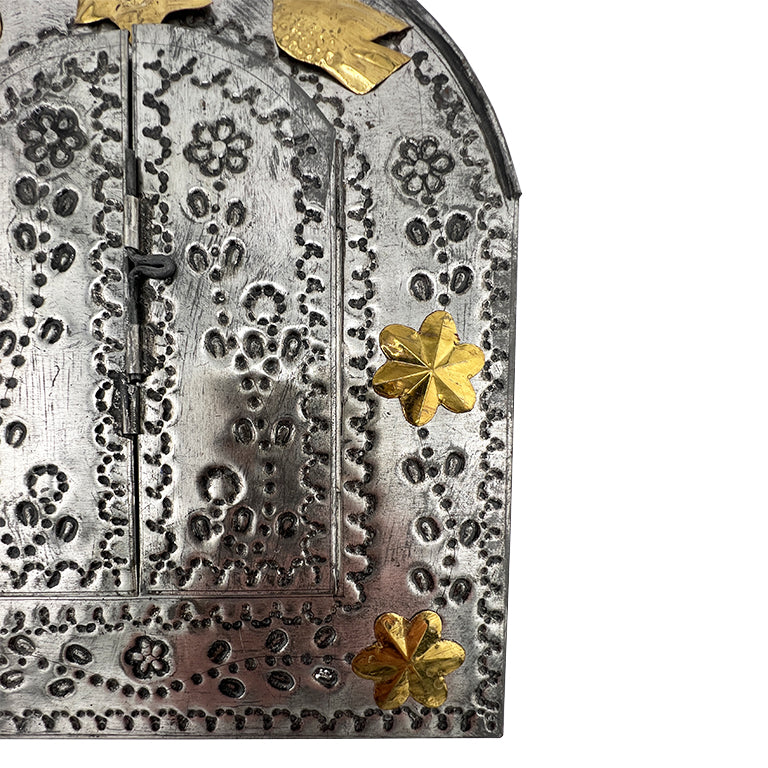 Handcrafted Mexican Tin Mirror with Opening Doors Folk Art from Santa Fe