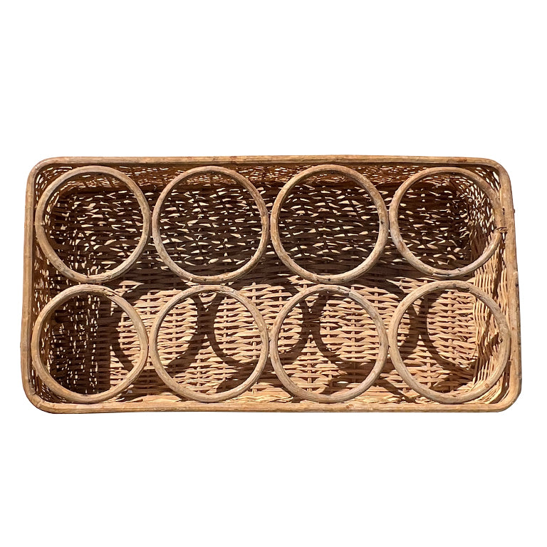 Mid-Century Handwoven Wicker Table Wine Rack or Tray — Sourced in Santa Fe