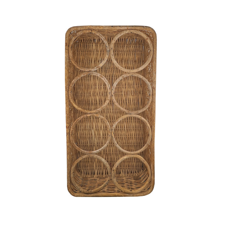 Mid-Century Handwoven Wicker Table Wine Rack or Tray — Sourced in Santa Fe
