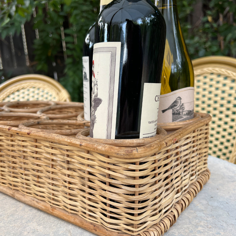 Mid-Century Handwoven Wicker Table Wine Rack or Tray — Sourced in Santa Fe