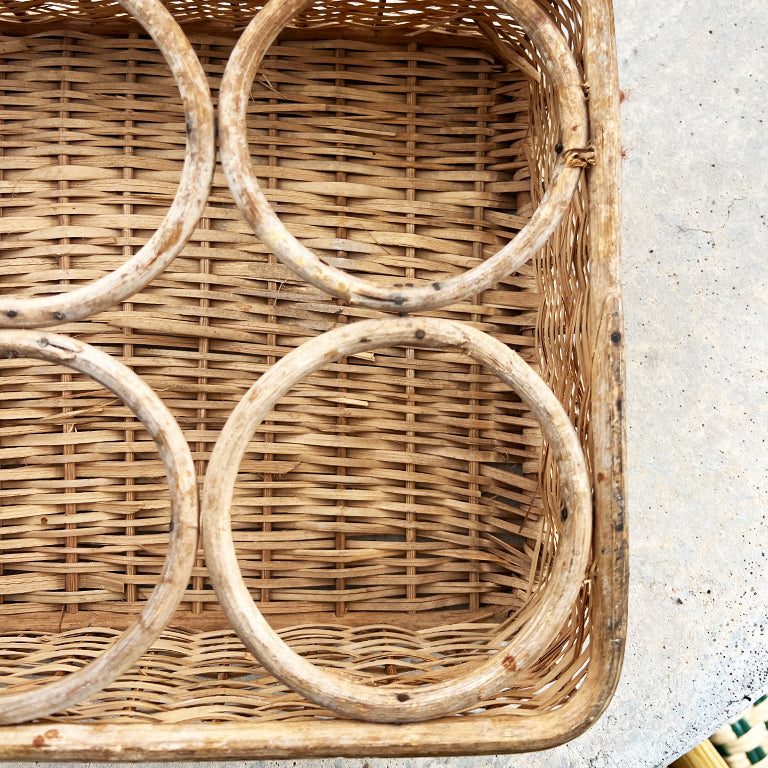 Mid-Century Handwoven Wicker Table Wine Rack or Tray — Sourced in Santa Fe